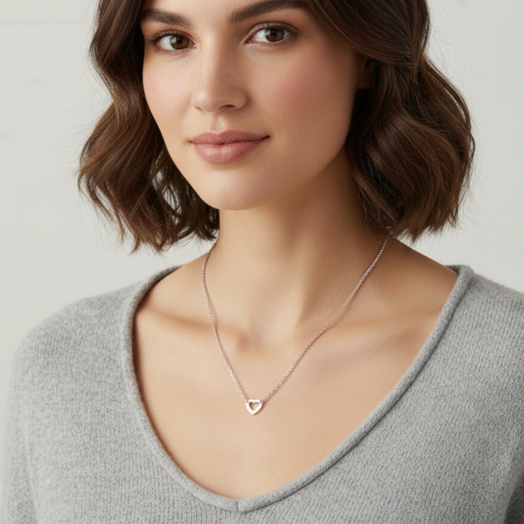 Elegant Silver Stainless Steel Heart Necklace | Free S/H